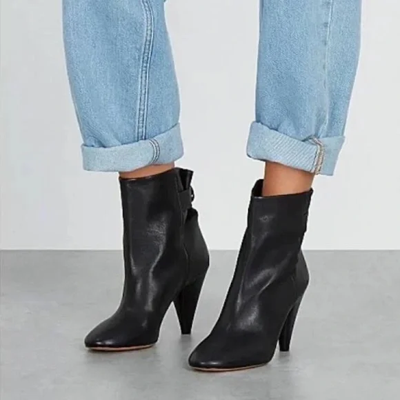 Isabel Marant Lystal Black Leather Ankle boots, size 9 - Picture 4 of 10